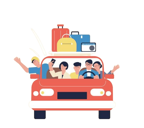 A crowd of people, traveling